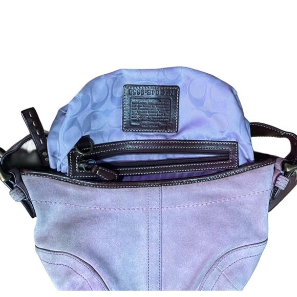 Coach Vtg Soho Hobo Bag Purple Suede Exterior 2154, Y2K Mini Trending 2000s - Picture 4 of 7